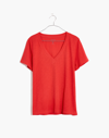 Madewell Whisper Cotton V-neck Tee In Siberian Red
