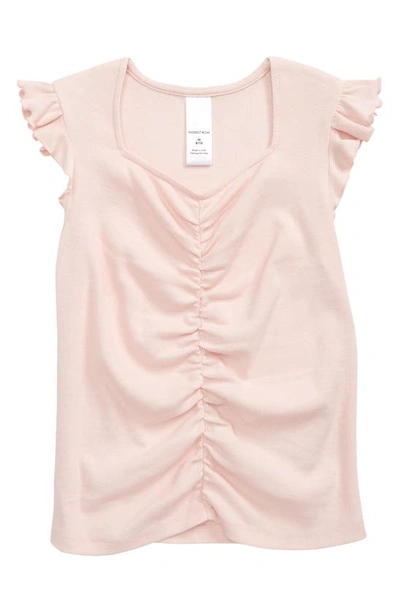 Nordstrom Kids' Ruched Organic Cotton Blend Top In Pink Lotus
