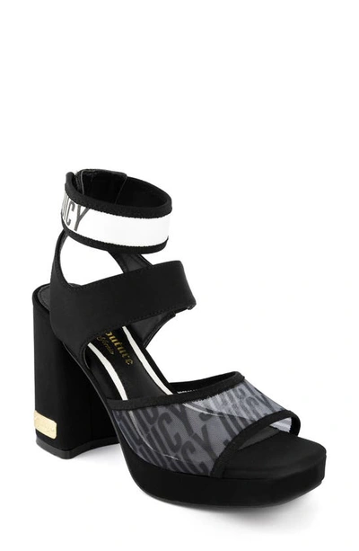 Juicy Couture Graciela Heeled Fashion Sandal In B-black Mesh/ Neopren