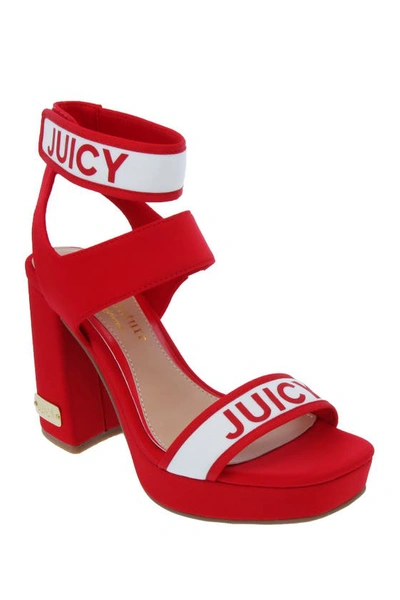 Juicy Couture Glisten Womens Logo Ankle Strap Platform Sandals In Red