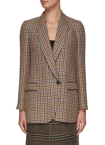 Brunello Cucinelli Houndstooth-pattern Single-breasted Blazer In Brown
