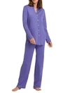 Hanro Cotton Deluxe Knit Pajama Set In Violet Blue