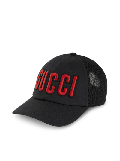 Gucci Logo-embroidered Canvas And Mesh Cap In Black