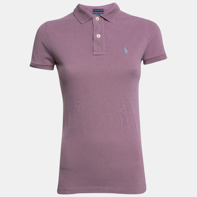 Pre-owned Ralph Lauren Lilac Cotton Pique Skinny Fit Polo T-shirt S In Purple