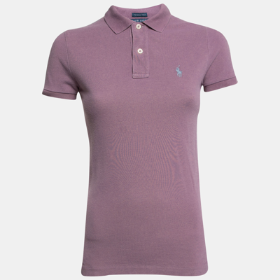 Pre-owned Polo Ralph Lauren Lilac Cotton Pique Skinny Fit Polo T-shirt S In Purple
