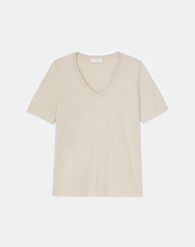 Lafayette 148 Linencotton Jersey V-neck Tee In Multi