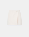 Lafayette 148 Wool-silk Crepe Wrap Mini Skirt In Buff