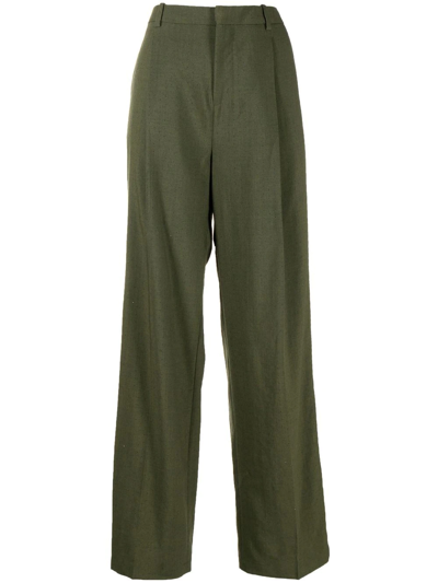 Dion Lee Punctured-detailing Straight Tailored Trousers In Green