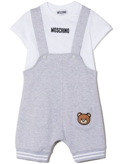 Moschino Babies' Teddy Bear-print Romper In Grey