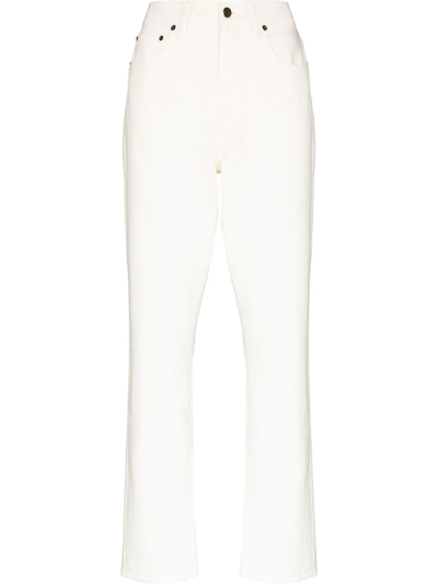 St. Agni High Waist Straight Leg Jeans In White