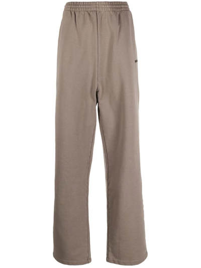 Balenciaga Logo-embroidered Cotton Jogging Trousers In Grey
