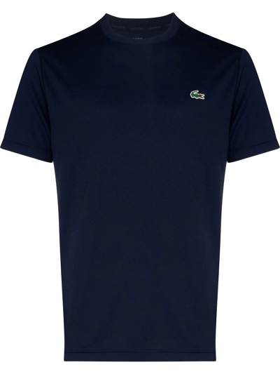 Lacoste Logo-embroidered Crew-neck T-shirt In Blue