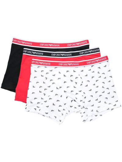 Emporio Armani Logo-waistband Cotton Boxers In Red