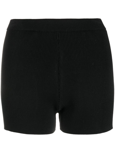 There Was One Ribbed Mini Shorts In Black