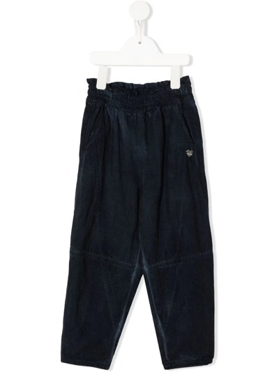 Monnalisa Kids' Elasticated-waistband Tapered Trousers In Black