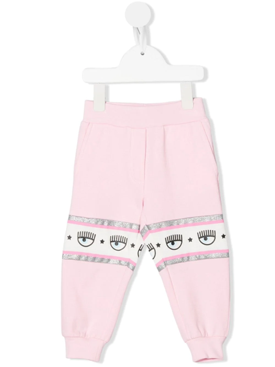 Chiara Ferragni Pink Sweatpants For Baby Girl With Iconic Eyes