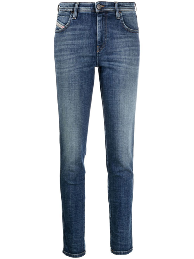 Diesel Babhila Low-rise Slim-cut Jeans In Blue