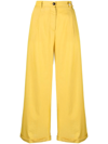 Myths Cropped Wide-leg Trousers In Yellow