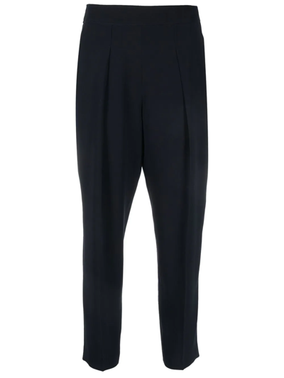 Alberto Biani Pleated Cropped Trousers In Blue