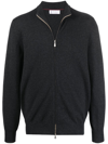 Brunello Cucinelli Men's Fine-gauge Wool/cashmere Zip Cardigan In Black