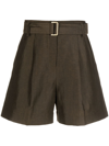 Eudon Choi Flared Belted-waist Shorts In Brown