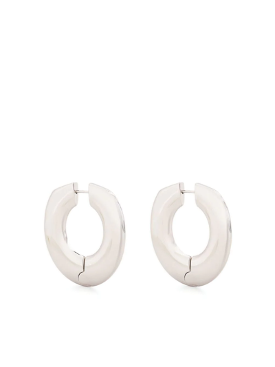 Aeyde Ada Small-shaped Hoop Earrings In Palladium