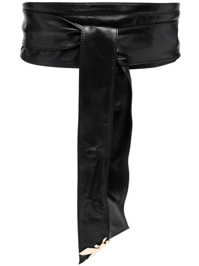 Patrizia Pepe Logo-plaque Leather Belt In Nero