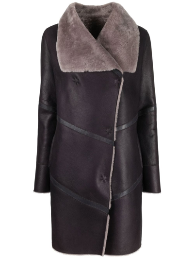 Liska Off-centre Front Fastening Coat In Purple