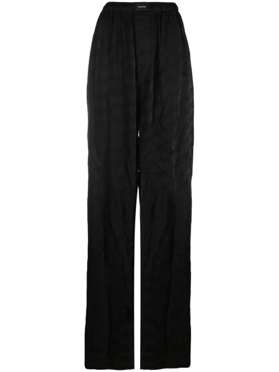 Balenciaga Crease-effect Jacquard Pyjama Trousers In Black