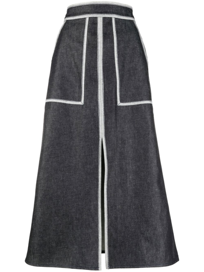 Martin Grant Women's A-line Denim Midi Skirt In Dark Wash