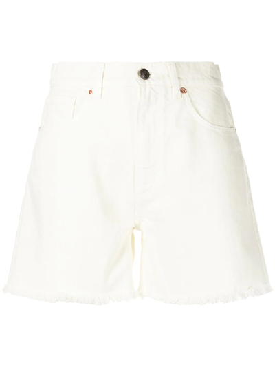 Magda Butrym Frayed High-waist Denim Shorts In White