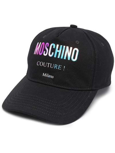 Moschino Logo印花棉棒球帽 In Black