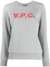 Apc Flocked Logo Organic Cotton Sweatshirt In Grey