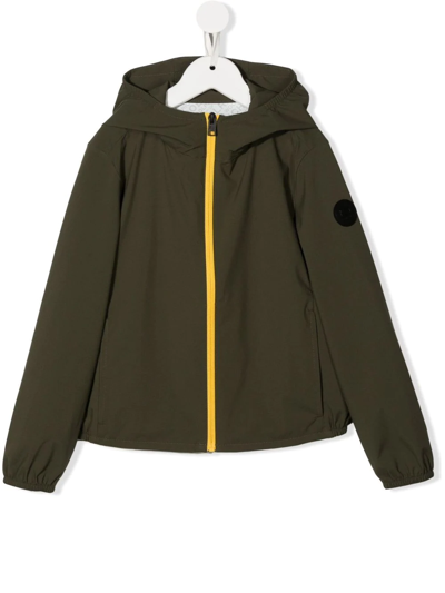 Woolrich Kids' Lens-detail Zip-up Hooded Jacket In Green