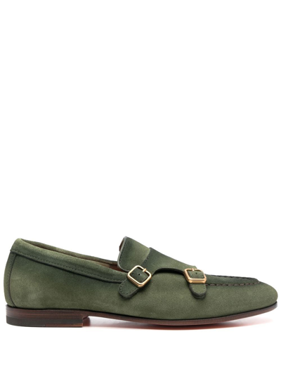 Santoni Carlos Double-strap Monk Shoes In Green