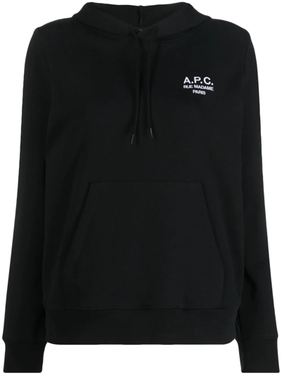 Apc Embroidered-logo Detail Hoodie In Black