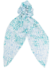 Lanvin Logo-print Knot-detailed Scrunchie In Blue