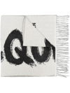 Alexander Mcqueen Graffiti Logo-print Wool Scarf In Black/ivory