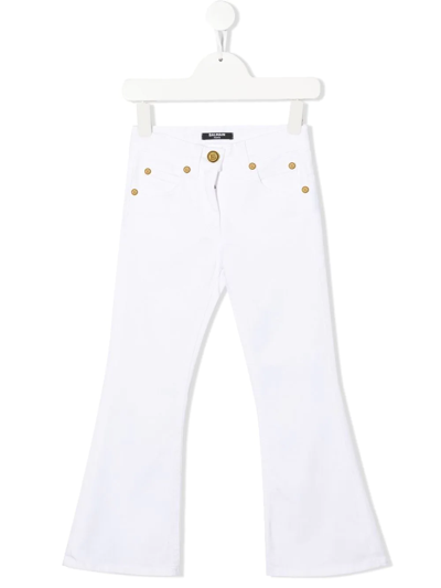 Balmain Teen Mid-rise Flared-leg Jeans In White