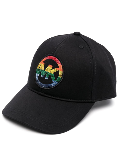 Michael Michael Kors Crystal-embellished Logo Baseball Cap In Black
