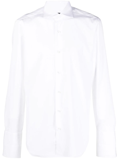 Barba Cotton Long-sleeved Shirt In Weiss