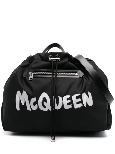 Alexander Mcqueen Logo-print Luggage Bag In Black