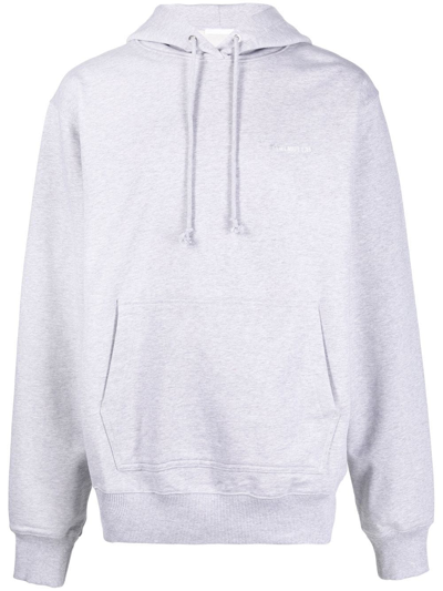 Helmut Lang Gray Cotton Hoodie In Nocolor