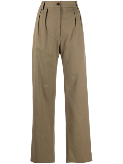 Aspesi Wide-leg Trousers In Brown