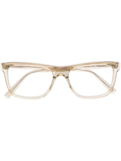 Saint Laurent Transparent Rectangle-frame Glasses In Neutrals