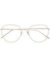 Saint Laurent Polished-effect Round-frame Glasses In Gold