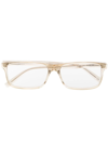 Saint Laurent Tortoiseshell-effect Rectangle-frame Glasses In Neutrals