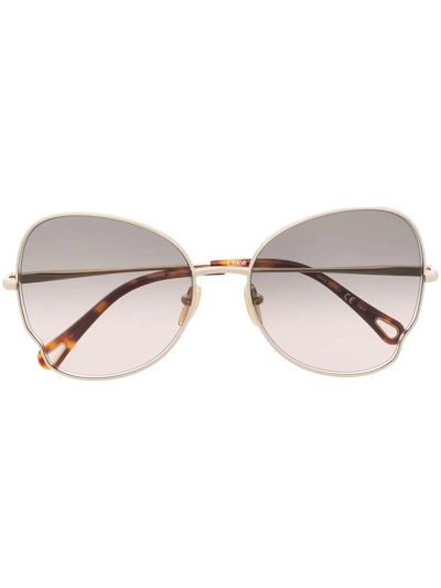 Chloé Gradient-effect Oversize-frame Sunglasses In Gold