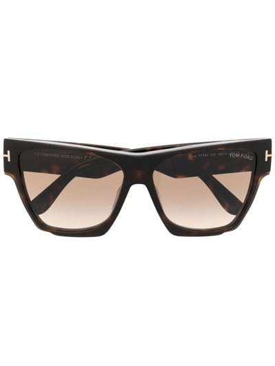 Tom Ford Dove Tortoise-shell Square Sunglasses In Dark Havana / Gradient Roviex