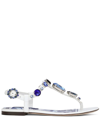 DOLCE & GABBANA BEJEWELLED PATENT LEATHER THONG SANDALS